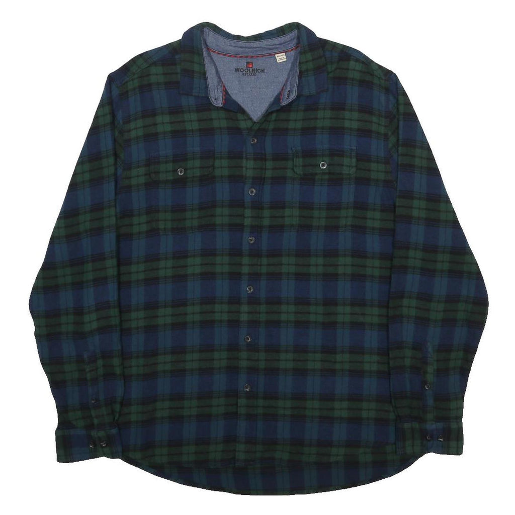 WOOLRICH Mens Blue & Green Check Shirt 2XL Long Sleeve Button Casual Cotton