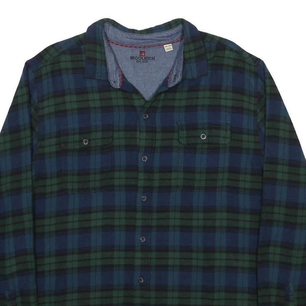 WOOLRICH Mens Blue & Green Check Shirt 2XL Long Sleeve Button Casual Cotton