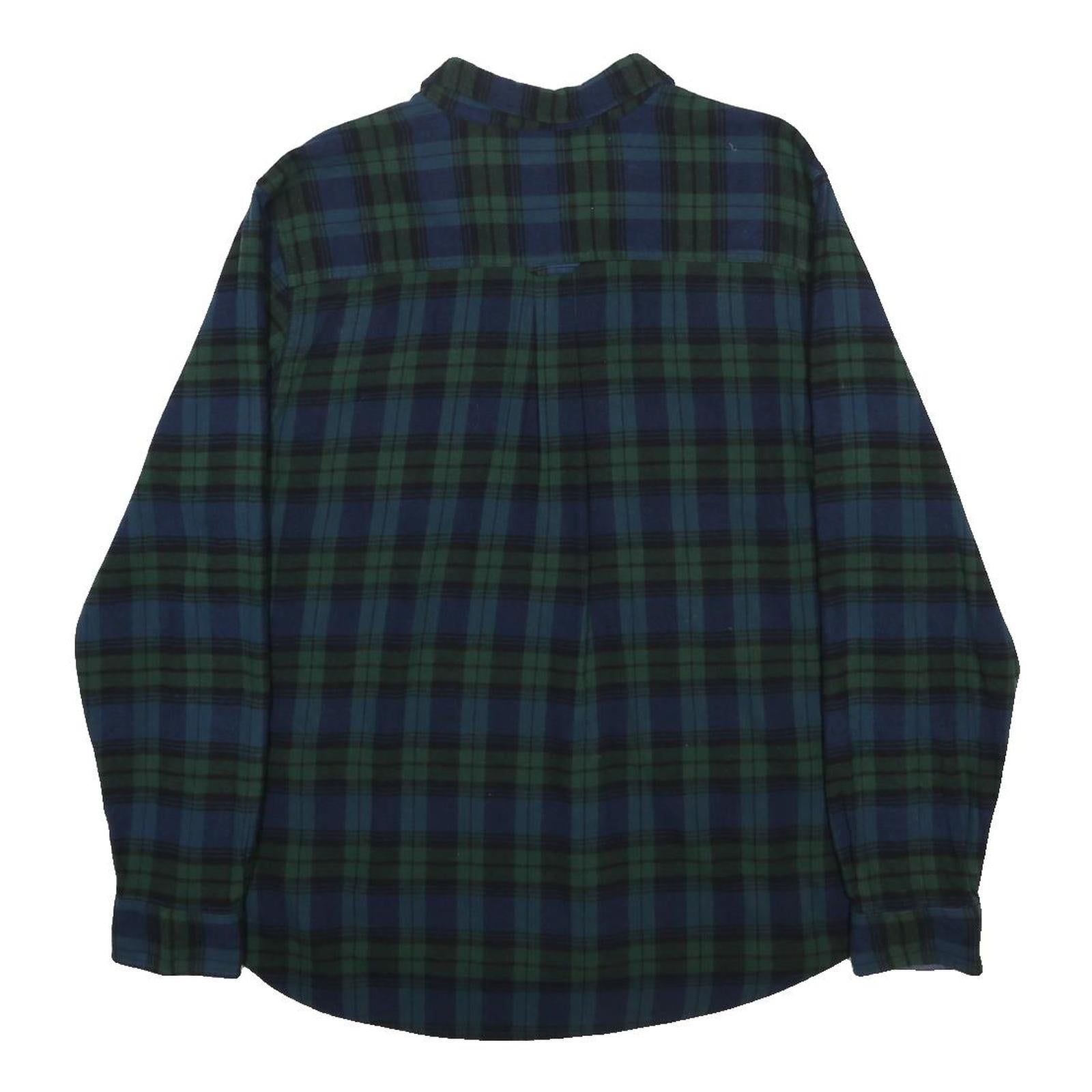 WOOLRICH Mens Blue & Green Check Shirt 2XL Long Sleeve Button Casual Cotton