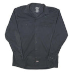 DICKIES Mens Black Work Shirt Cotton Blend M Button Collar Long Sleeve
