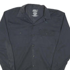 DICKIES Mens Black Work Shirt Cotton Blend M Button Collar Long Sleeve
