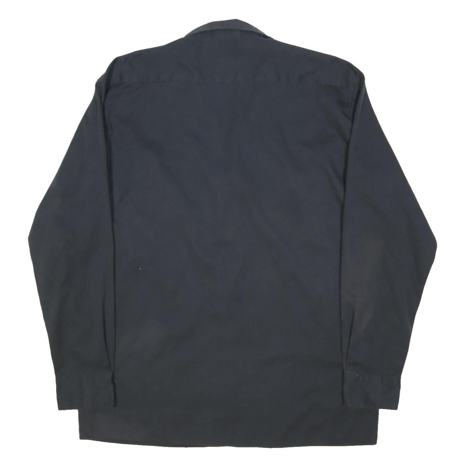 DICKIES Mens Black Work Shirt Cotton Blend M Button Collar Long Sleeve