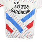 Mens White Red & Blue Cycling Jersey M Short Sleeve Quarter Zip Vintage Style