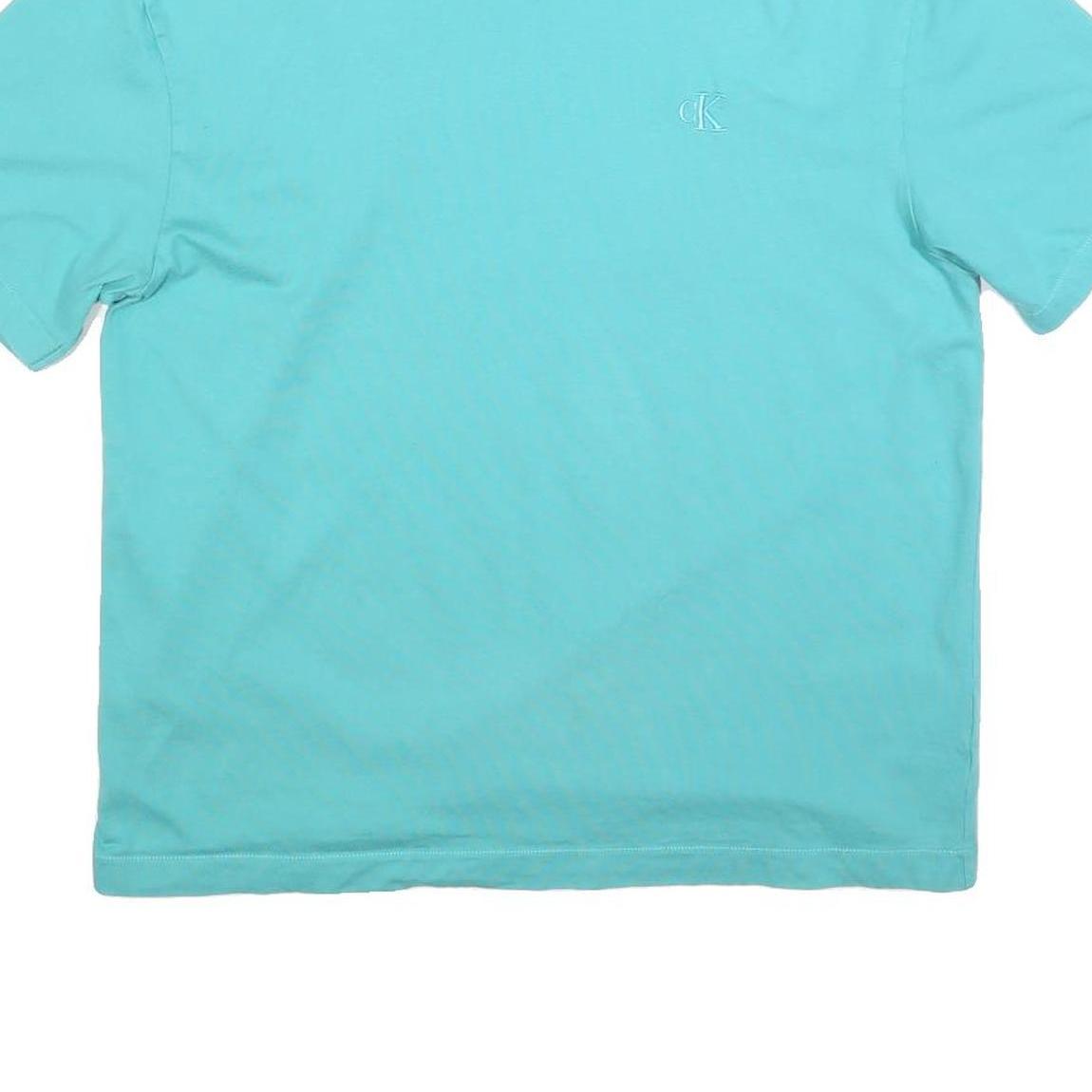 CALVIN KLEIN Mens Blue T-Shirt M Short Sleeve Crew Neck Cotton Blend Comfort