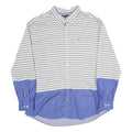 TOMMY HILFIGER Mens Grey & White Blue Stripe 2XL Cotton Button Shirt Casual