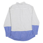 TOMMY HILFIGER Mens Grey & White Blue Stripe 2XL Cotton Button Shirt Casual