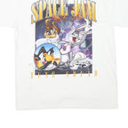 Mens White Space Jam Graphic T-Shirt M Short Sleeve Crew Neck Cartoon Print