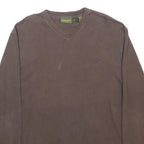 TIMBERLAND Mens Brown V-Neck L Cotton Blend Casual Pullover Sweatshirt