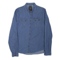 GUESS Mens Blue Denim Shirt M Casual Cotton Blend Long Sleeve Button