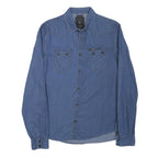 GUESS Mens Blue Denim Shirt M Casual Cotton Blend Long Sleeve Button
