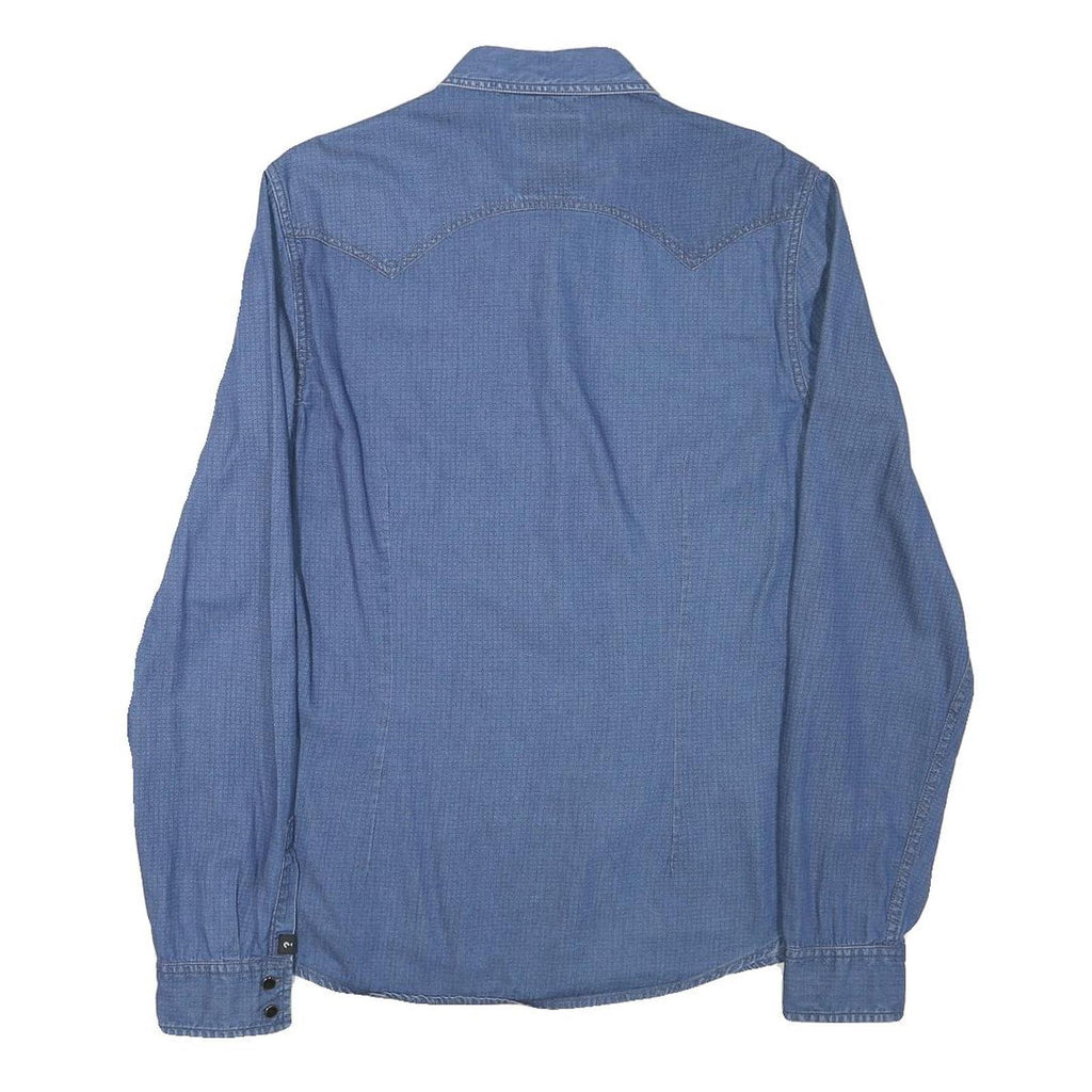 GUESS Mens Blue Denim Shirt M Casual Cotton Blend Long Sleeve Button