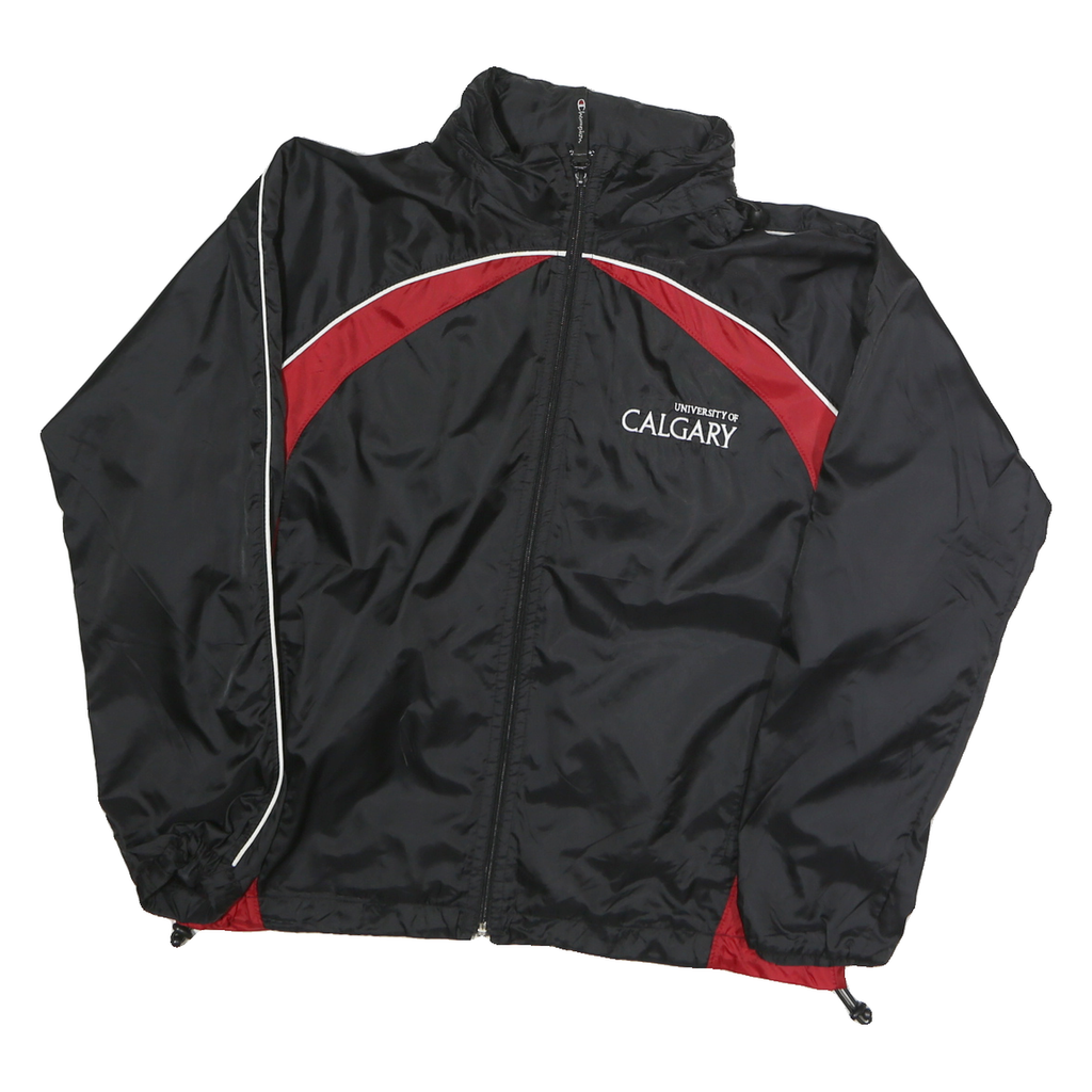 CHAMPION Mens Black & Red University Of Calgary Track Jacket M Polyester Zip