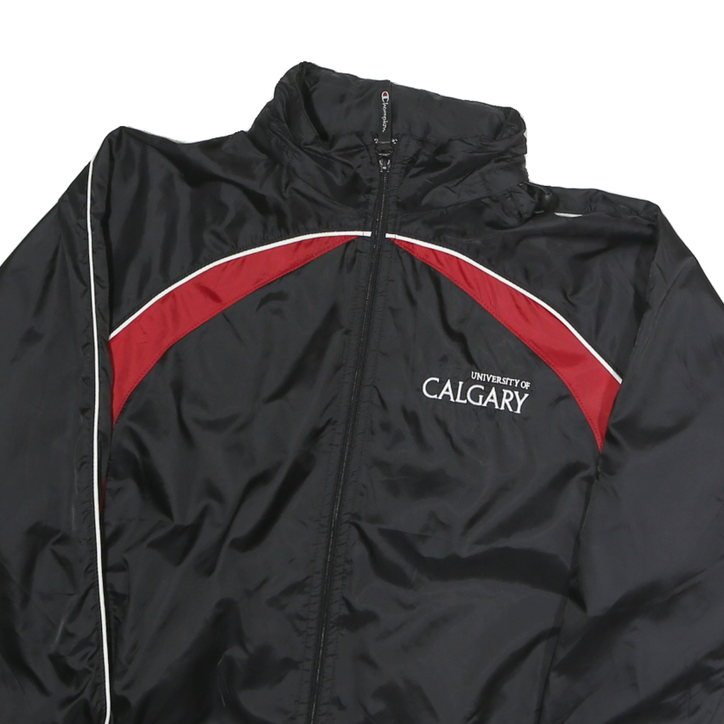 CHAMPION Mens Black & Red University Of Calgary Track Jacket M Polyester Zip