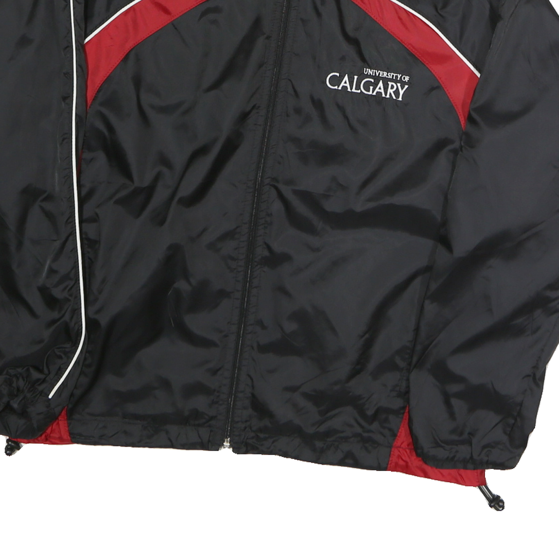 CHAMPION Mens Black & Red University Of Calgary Track Jacket M Polyester Zip
