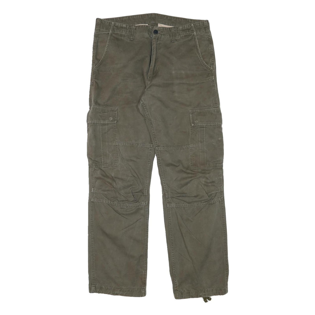 CARHARTT Mens Cotton Blend Green Regular Cargo Straight Trousers W35 L31