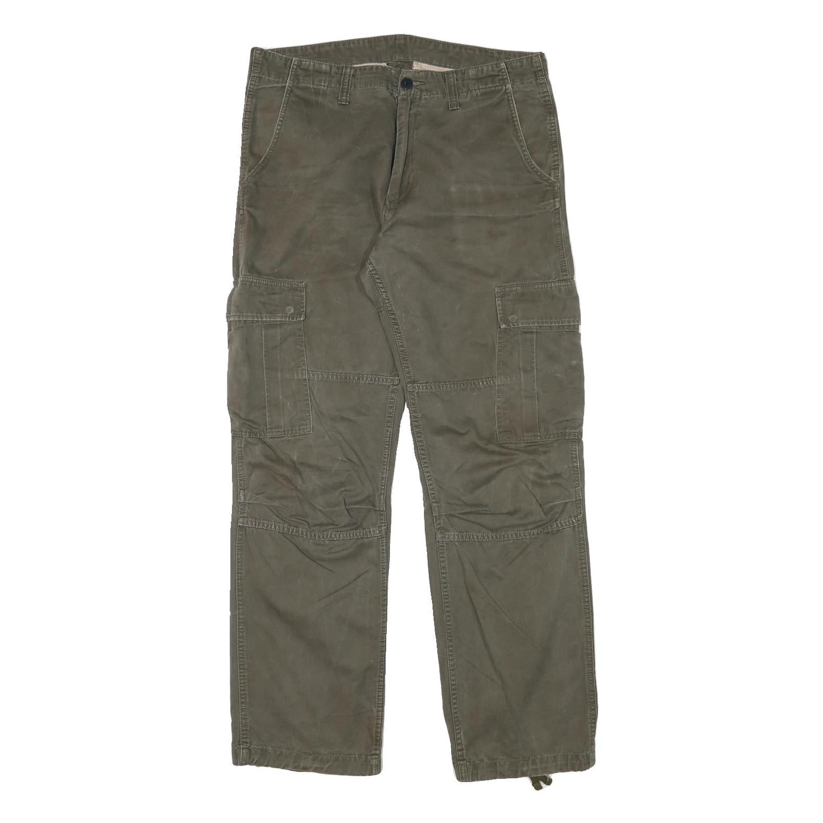 CARHARTT Mens Cotton Blend Green Regular Cargo Straight Trousers W35 L31