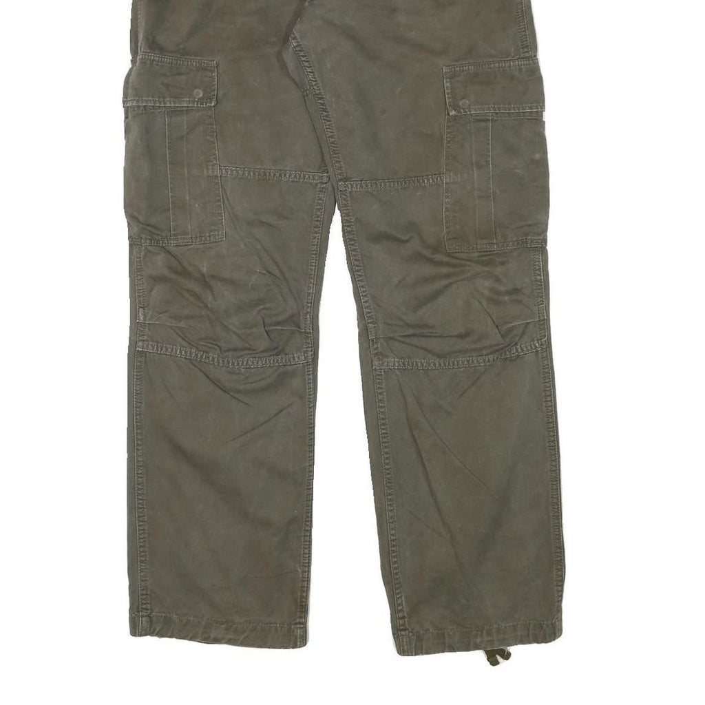 CARHARTT Mens Cotton Blend Green Regular Cargo Straight Trousers W35 L31