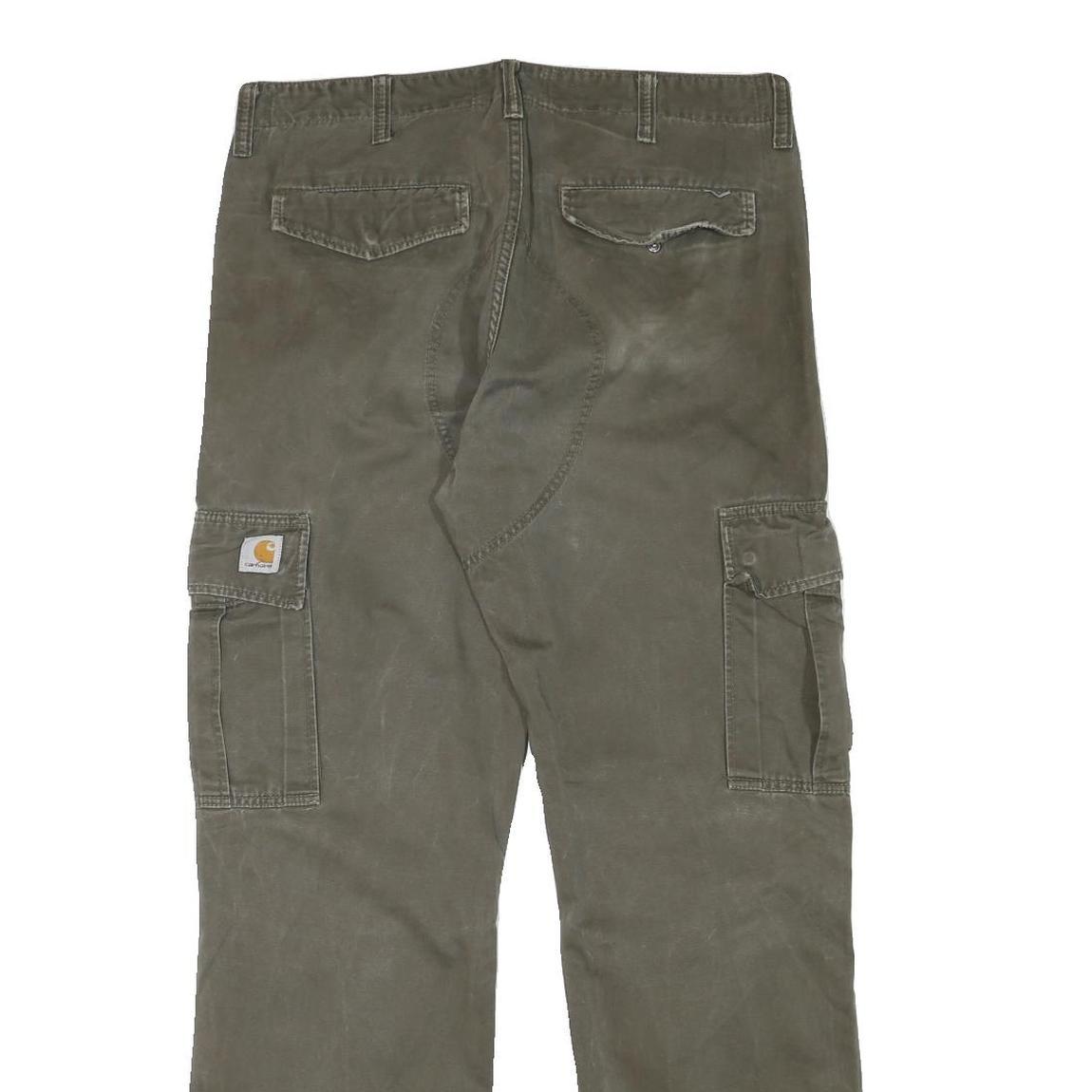 CARHARTT Mens Cotton Blend Green Regular Cargo Straight Trousers W35 L31