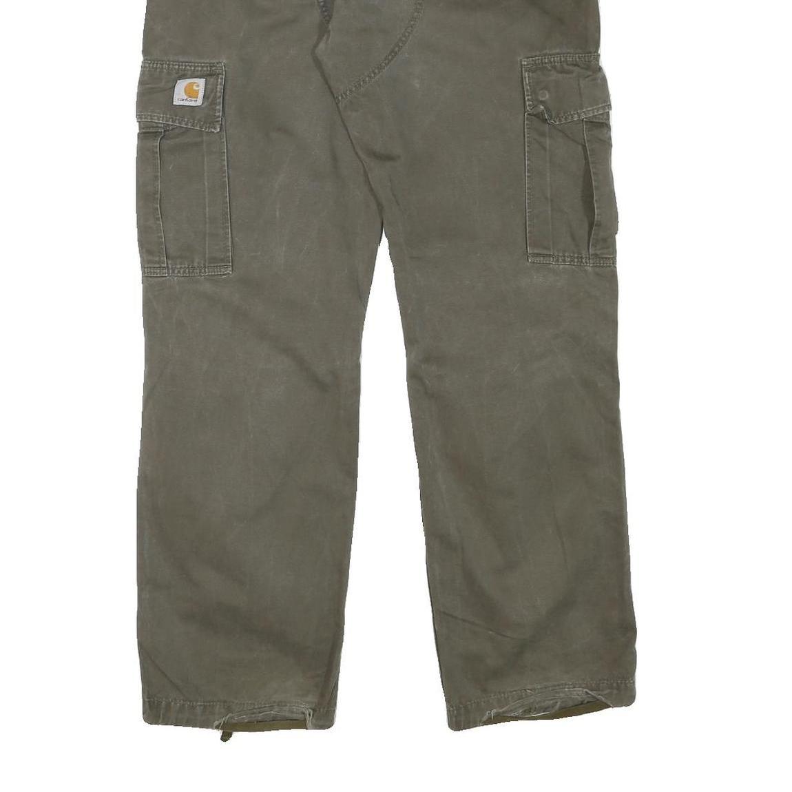 CARHARTT Mens Cotton Blend Green Regular Cargo Straight Trousers W35 L31