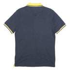 CHAMPION Boys Navy & Yellow Cotton Blend Polo Shirt L Short Sleeve Basic