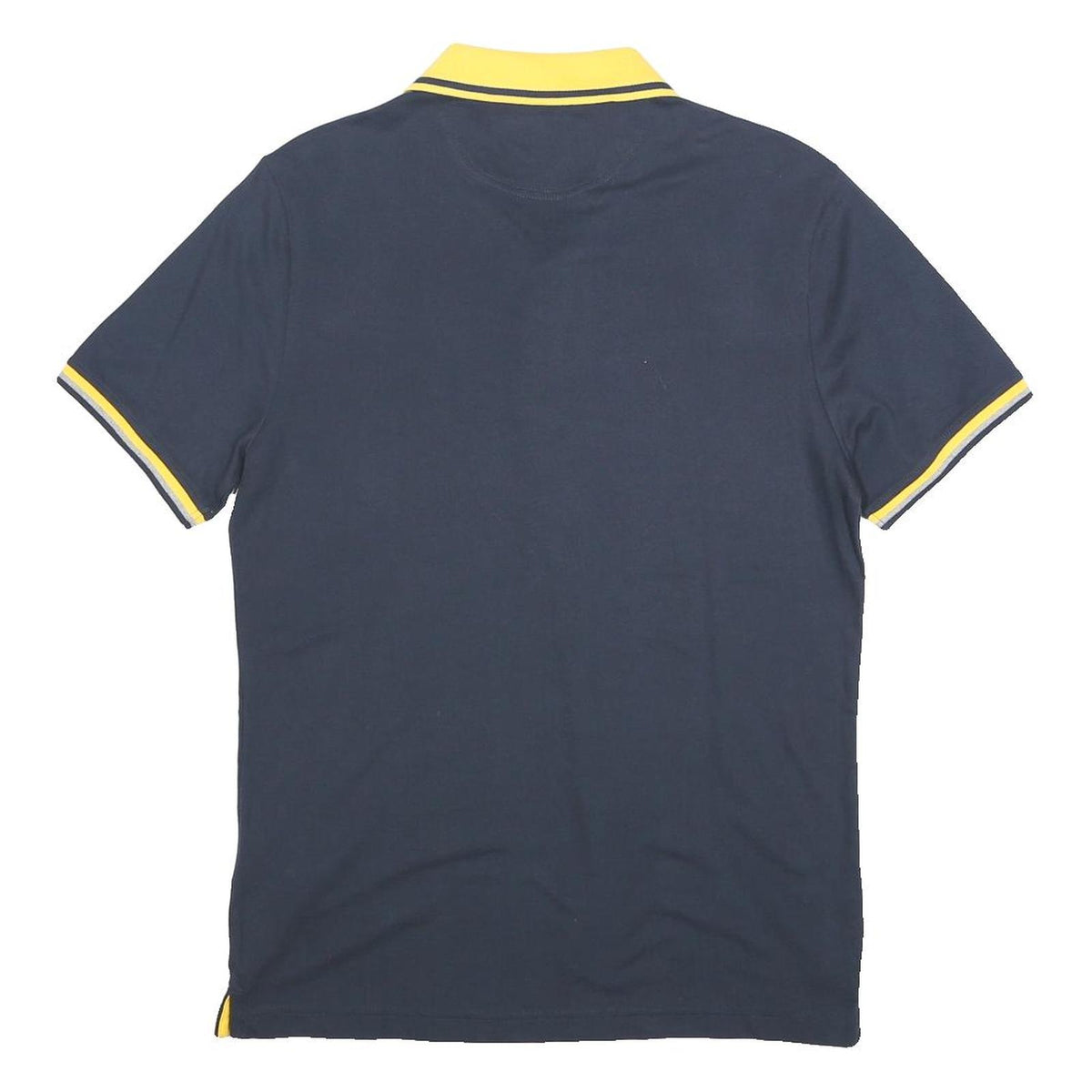 CHAMPION Boys Navy & Yellow Cotton Blend Polo Shirt L Short Sleeve Basic