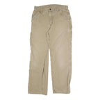 CARHARTT Mens Regular Beige Cotton Blend Trousers W34 L30 Button Closure