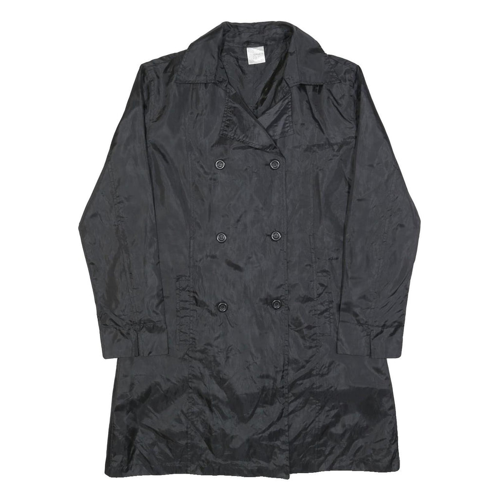 Womens Black Button Polyester Blend Jacket M Plain Classic Button Closure