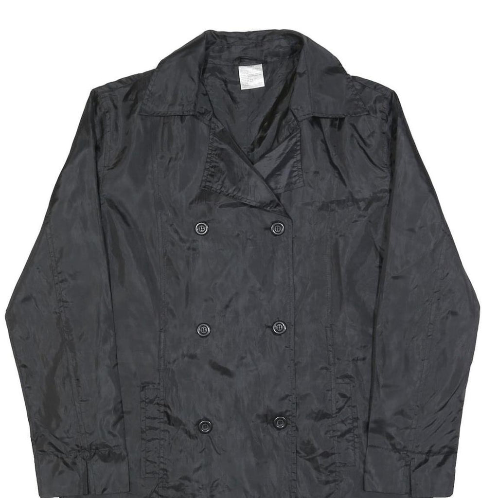 Womens Black Button Polyester Blend Jacket M Plain Classic Button Closure