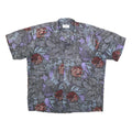 ROMAN Mens Black Purple Floral Print Shirt 2XL Polyester Blend Casual Summer