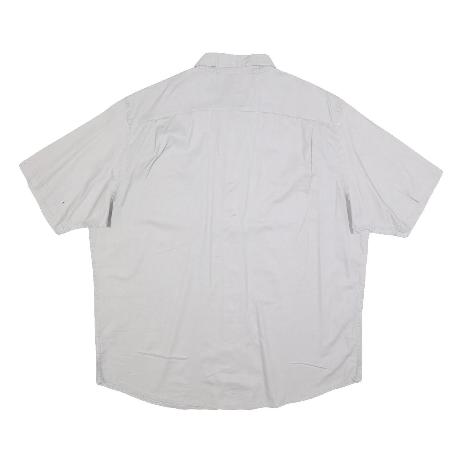 WRANGLER Mens Grey Casual Cotton Blend Shirt XL Button Short Sleeve Two Pockets