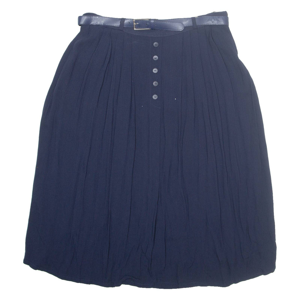 CANDA Belted Womens A-Line Skirt Blue Midi Viscose L