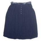 CANDA Belted Womens A-Line Skirt Blue Midi Viscose L