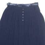 CANDA Belted Womens A-Line Skirt Blue Midi Viscose L