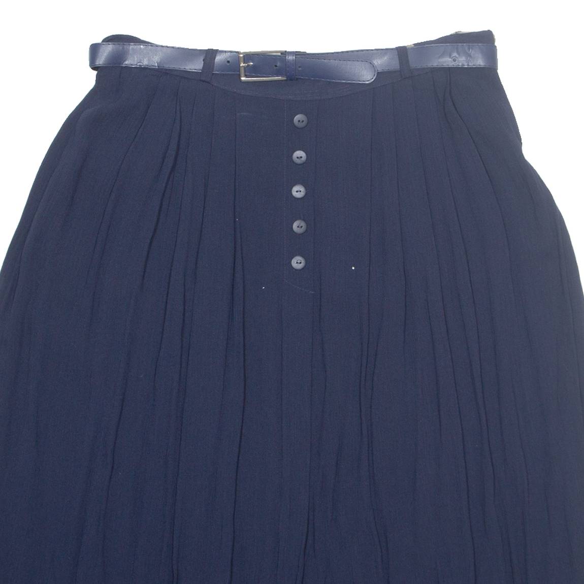 CANDA Belted Womens A-Line Skirt Blue Midi Viscose L