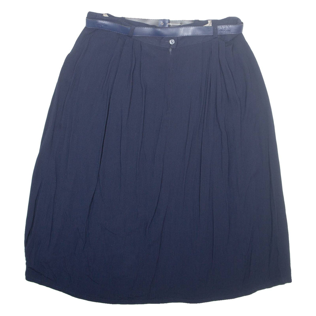 CANDA Belted Womens A-Line Skirt Blue Midi Viscose L