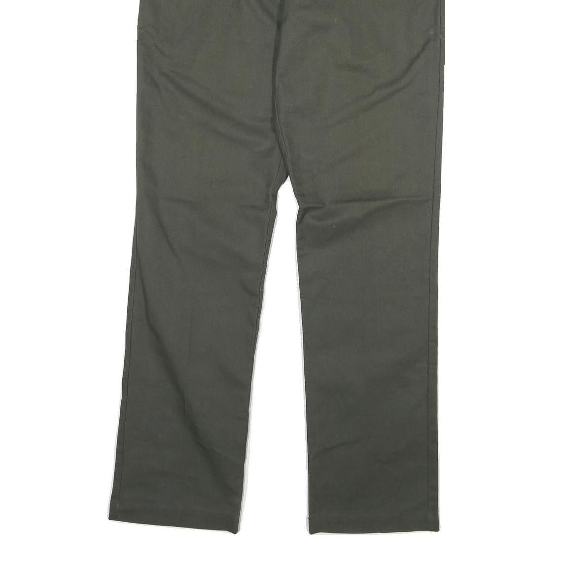 DICKIES Mens Slim Olive Green Cotton Blend Slim Trousers W30 L31 Workwear Casual