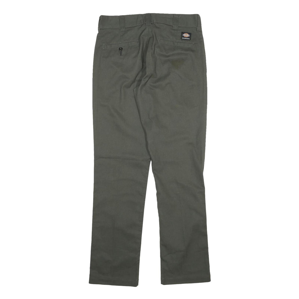 DICKIES Mens Slim Olive Green Cotton Blend Slim Trousers W30 L31 Workwear Casual