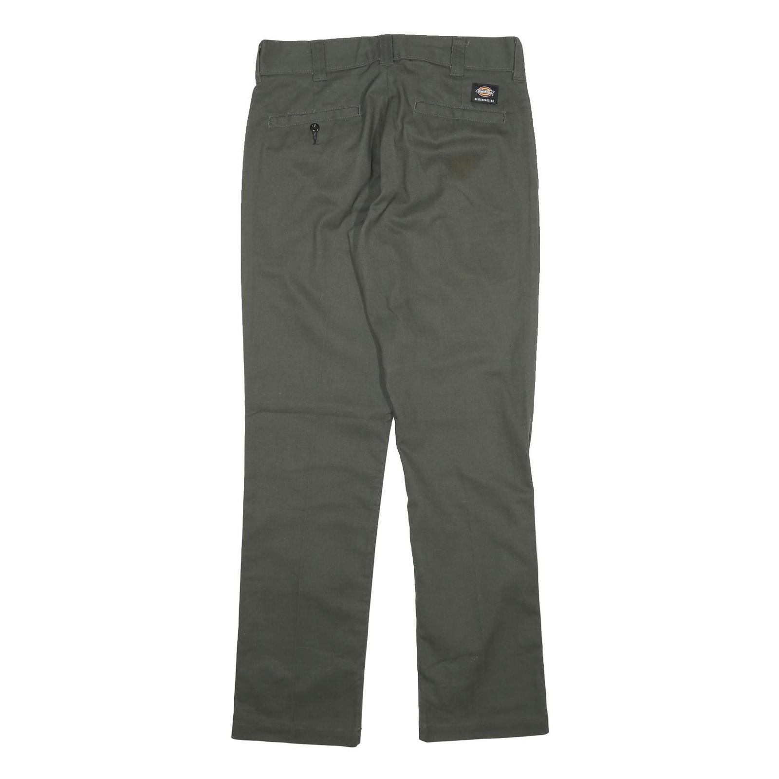DICKIES Mens Slim Olive Green Cotton Blend Slim Trousers W30 L31 Workwear Casual