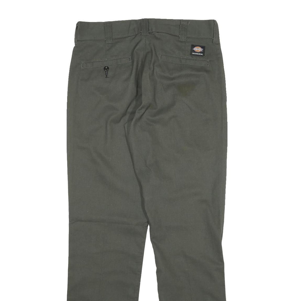 DICKIES Mens Slim Olive Green Cotton Blend Slim Trousers W30 L31 Workwear Casual