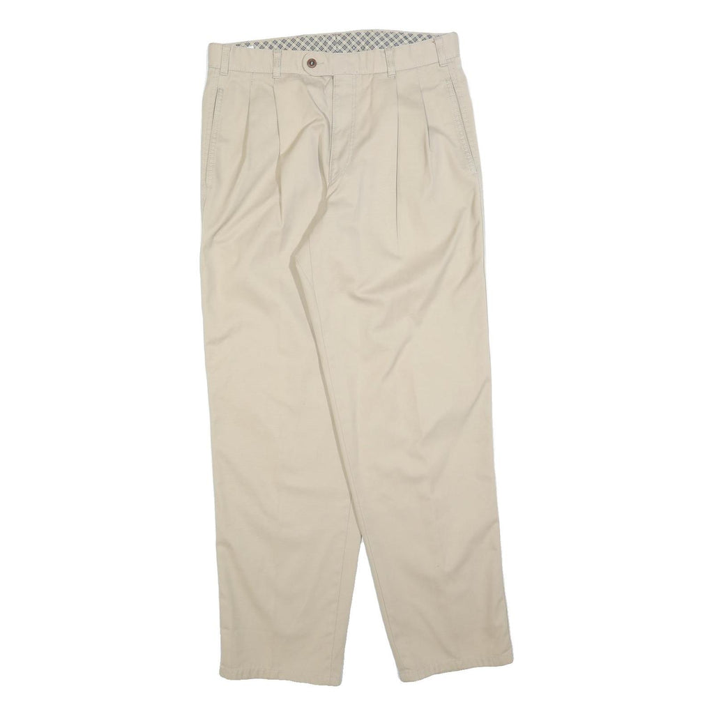 HERREN GLOBUS Mens Beige Cotton Blend Regular Fit Trousers W34 L32 Casual