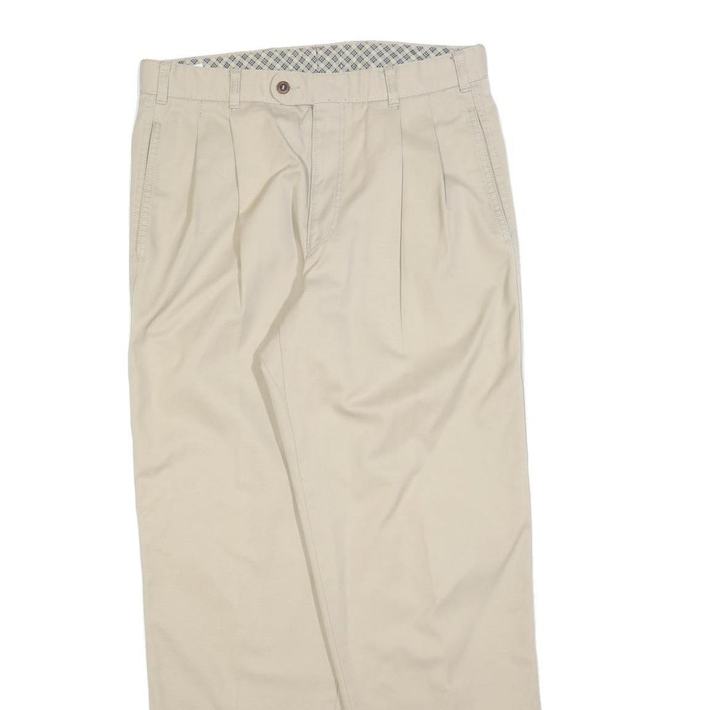 HERREN GLOBUS Mens Beige Cotton Blend Regular Fit Trousers W34 L32 Casual