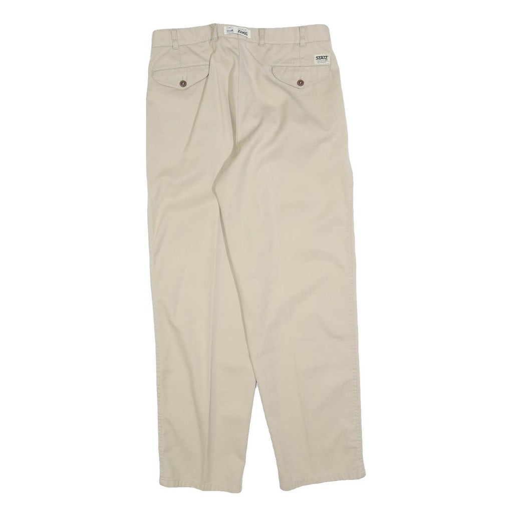 HERREN GLOBUS Mens Beige Cotton Blend Regular Fit Trousers W34 L32 Casual