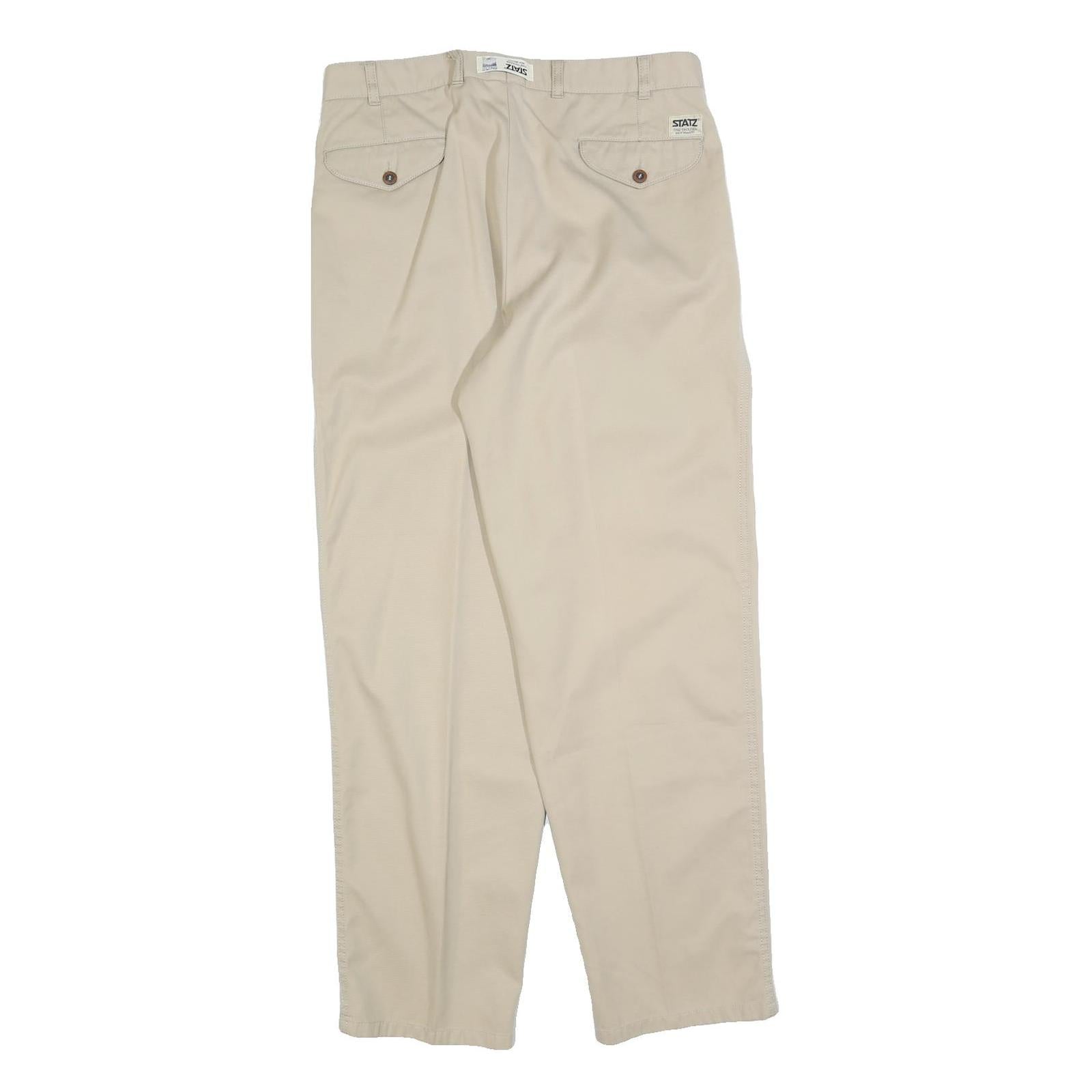 HERREN GLOBUS Mens Beige Cotton Blend Regular Fit Trousers W34 L32 Casual