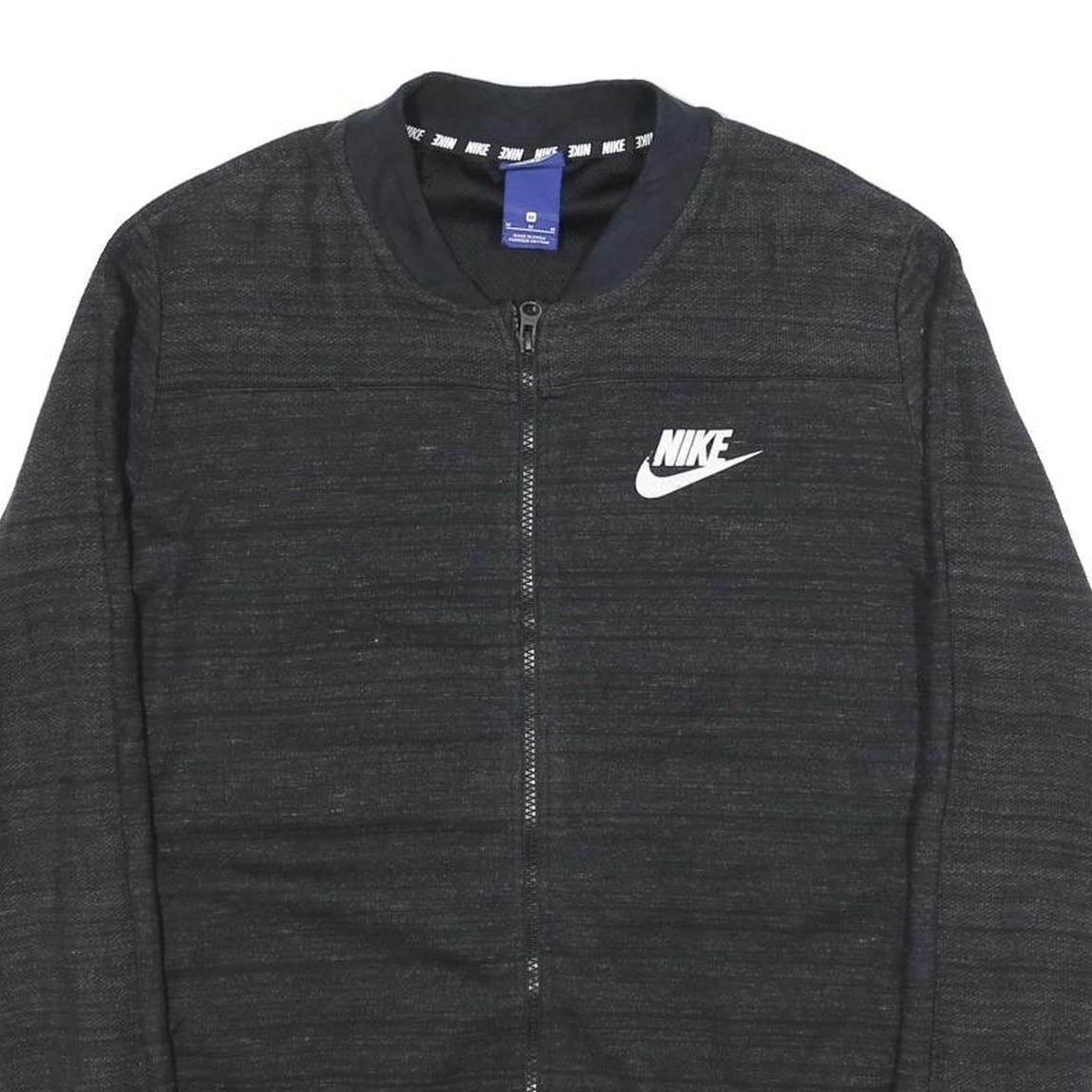 NIKE Mens Black Cotton Blend Jacket M Zip Plain Sports Casual Lightweight
