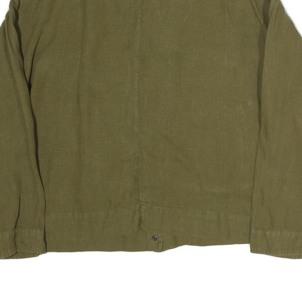 ZARA BASIC Womens Green Button Cotton Blend Jacket M Casual Lightweight