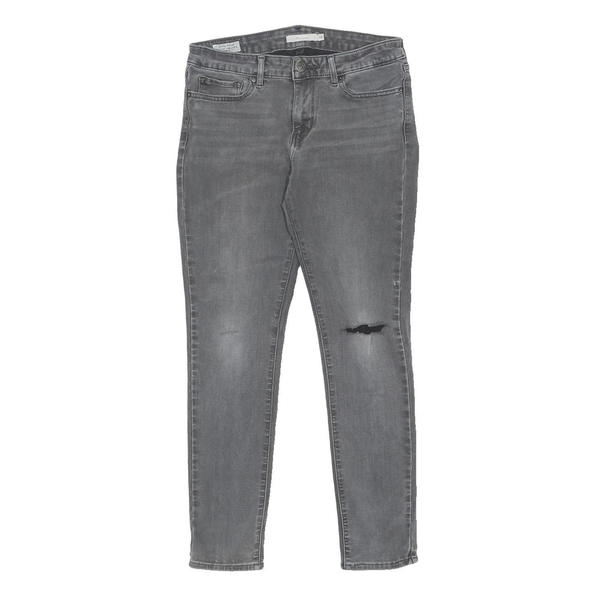 LEVI'S 711 Big E Womens Jeans Grey Slim Skinny Denim W28 L28 Distressed