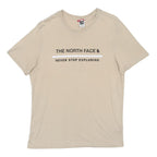 THE NORTH FACE Mens Beige Cotton Blend T-Shirt L Short Sleeve Crew Neck Logo