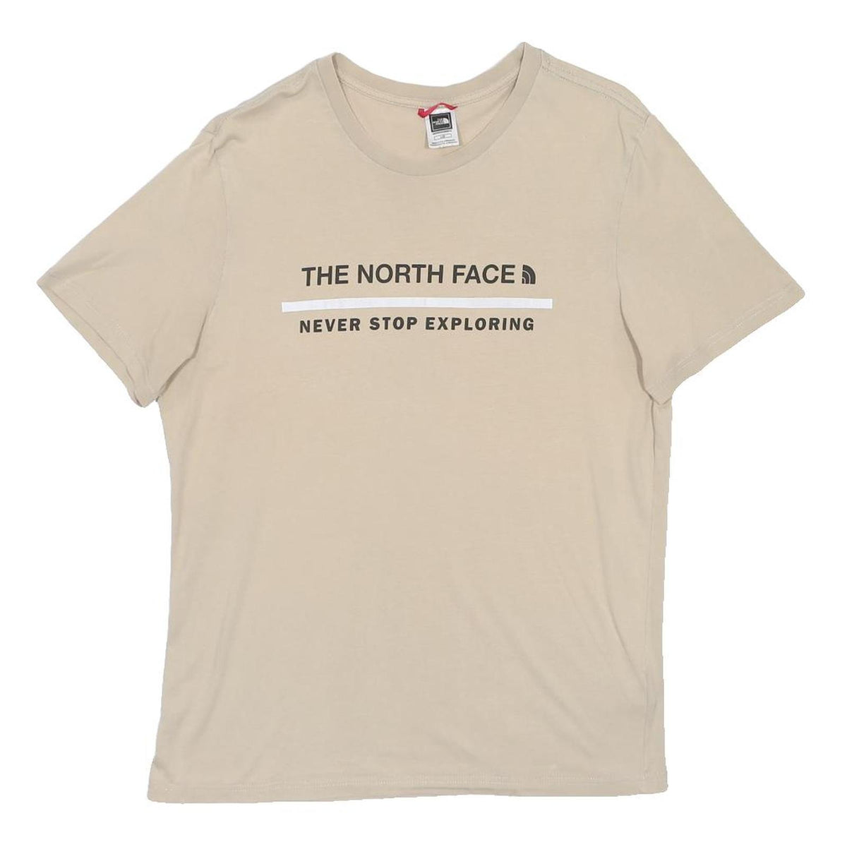 THE NORTH FACE Mens Beige Cotton Blend T-Shirt L Short Sleeve Crew Neck Logo