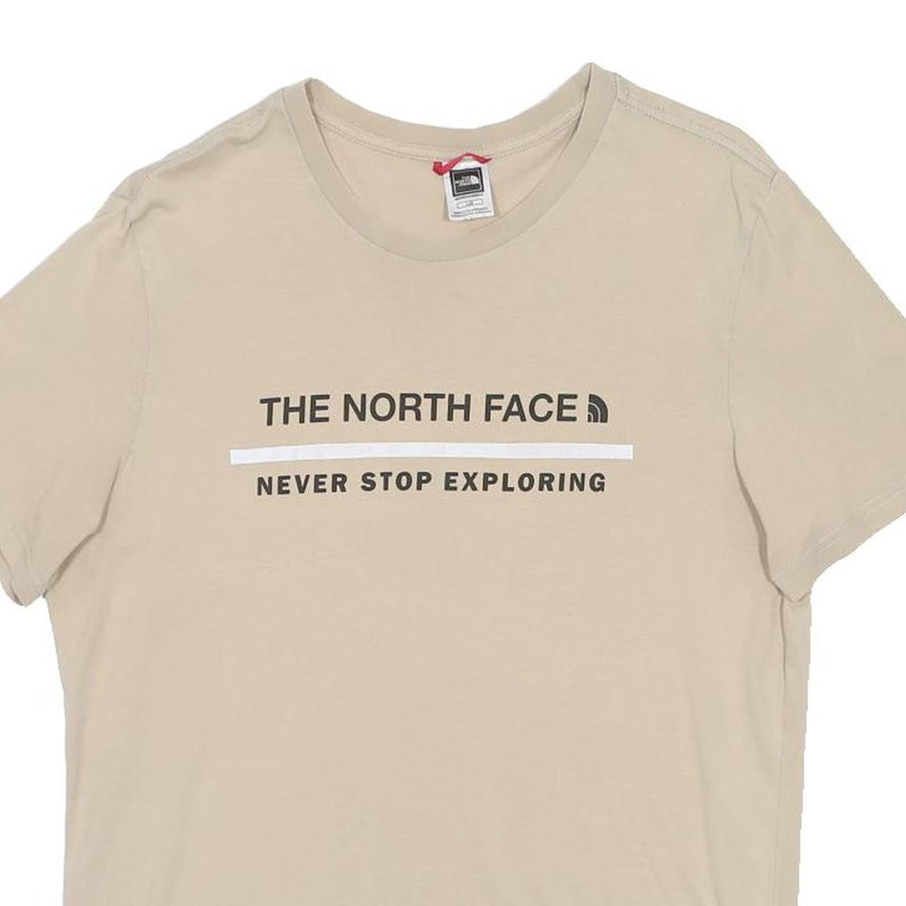 THE NORTH FACE Mens Beige Cotton Blend T-Shirt L Short Sleeve Crew Neck Logo