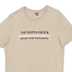 THE NORTH FACE Mens Beige Cotton Blend T-Shirt L Short Sleeve Crew Neck Logo